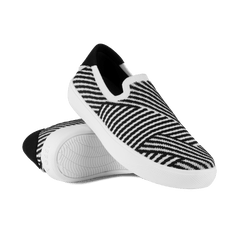 Women's Boardwalk Slip-On - White/Black Zigzag